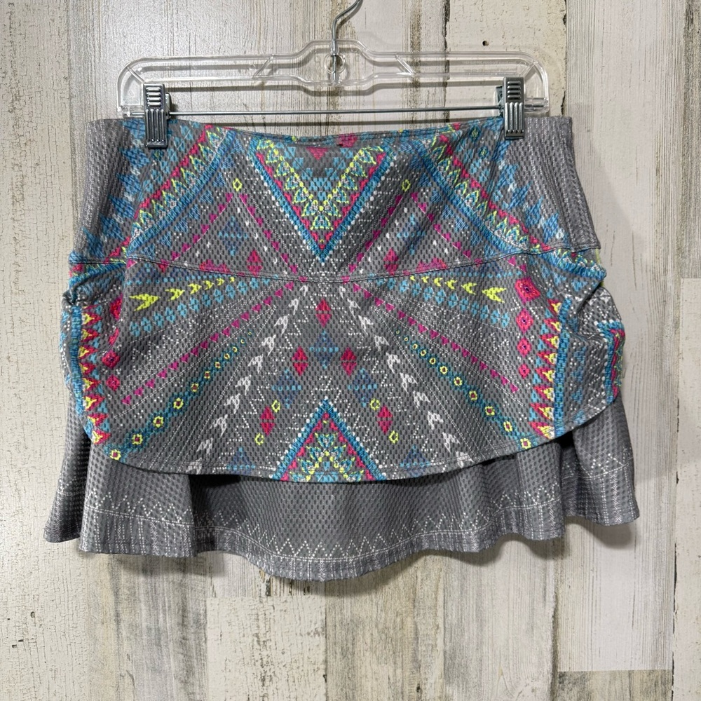 Lucky in Love Gray Neon Pattern Skirt Skort with Vibrant Patterns - Picture 4 of 10